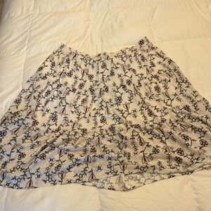 Eloquii A-Line Skirt with Floral Pattern in Cream and Black